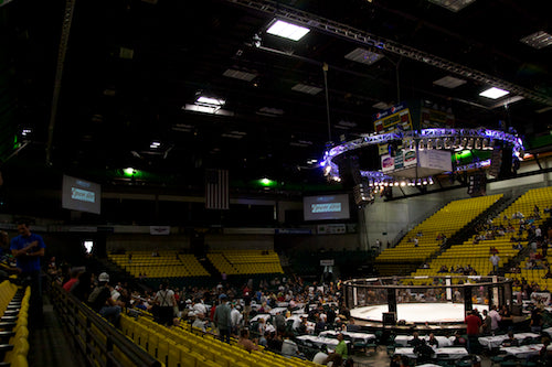 Open Air Cinema Elite screen at Showdown Fights 2010