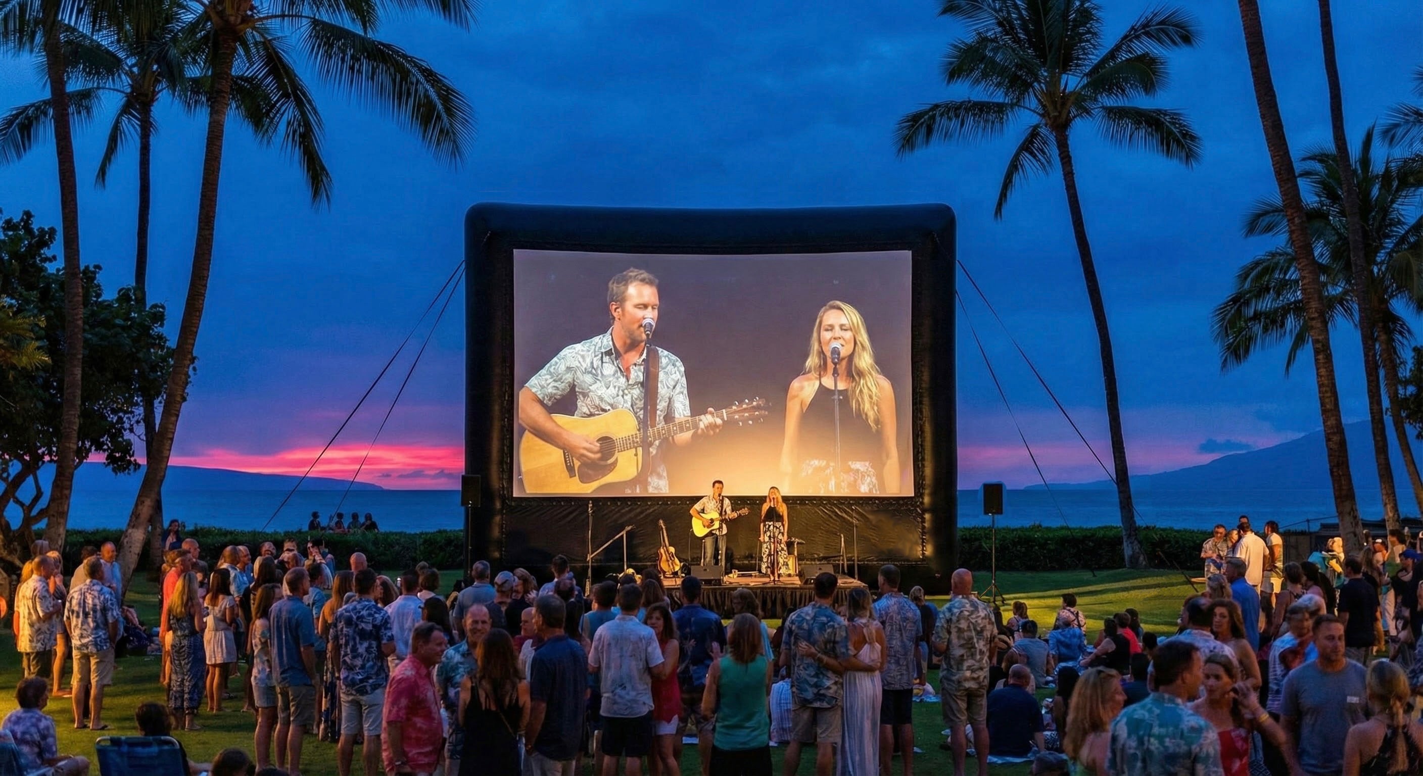 Open Air Cinema Elite 25' inflatable screen set up in Maui