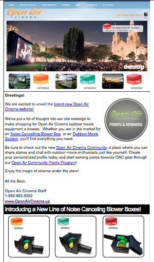 Open Air Cinema newsletter