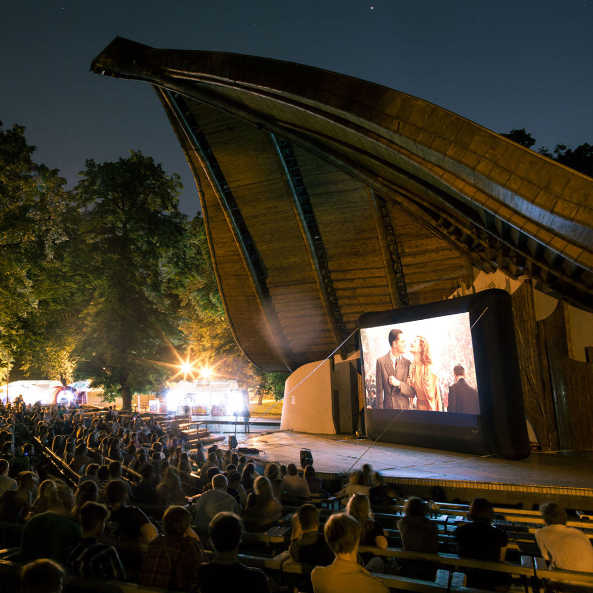 Open Air Cinema Standard 20' outdoor theater system screening a movie