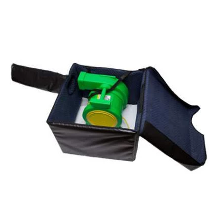 Open Air Cinema sound-dampening blower box, side view